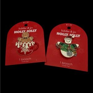 NWT- Hildie & Jo Holiday Brooches- Set of 2